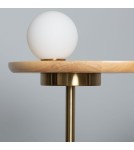 Abruzzo Lampa Podłogowa drewniany stolik ze szklaną kulą G9 Meblo ABR-SLMEBLO-G9