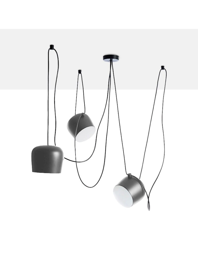 Abruzzo Nowoczesna Lampa Wisząca 3xØ30cm Szara Rittoro ABR-SHIL-E27-W