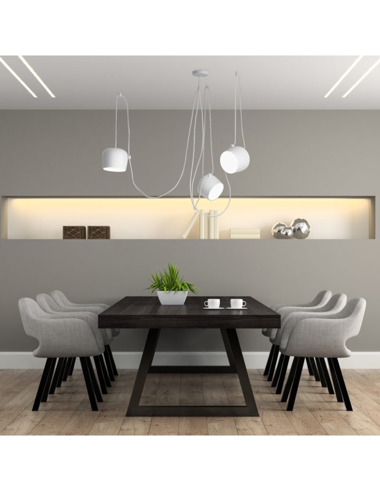 Abruzzo Nowoczesna Lampa Wisząca 3xØ30cm Biała Rittoro ABR-SHIL-E27-G