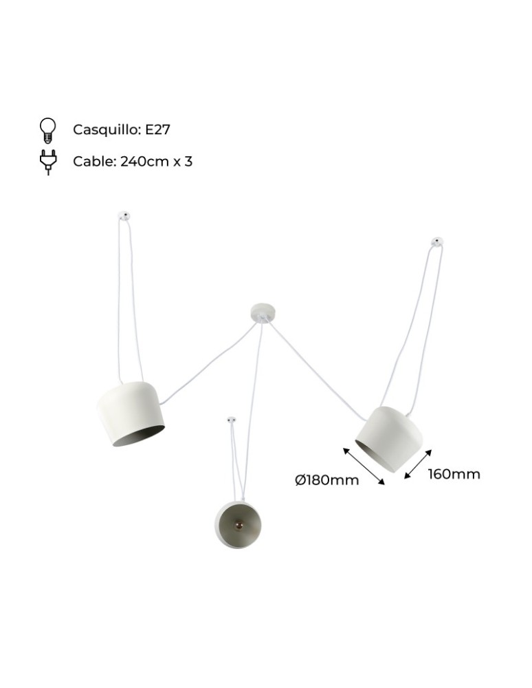 Abruzzo Nowoczesna Lampa Wisząca 3xØ30cm Biała Rittoro ABR-SHIL-E27-G