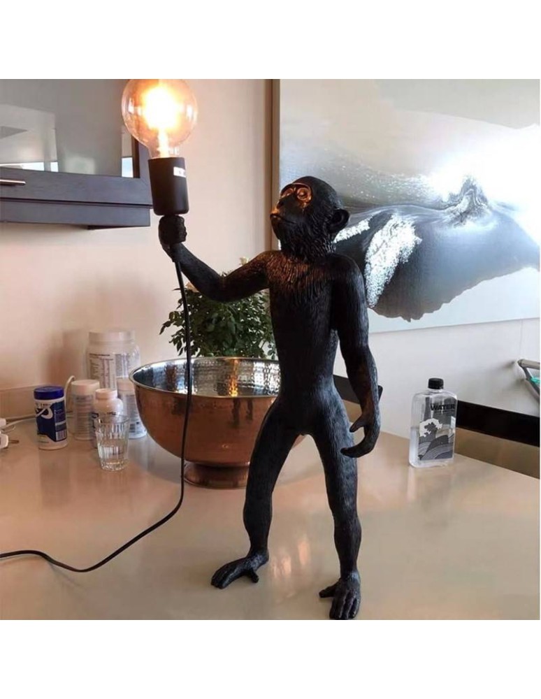 Abruzzo Lampa Stołowa Czarna Małpa 55cm Cezar E27 ABR-KARD5-C