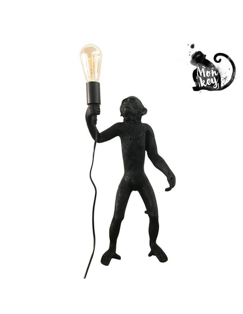 Abruzzo Lampa Stołowa Czarna Małpa 55cm Cezar E27 ABR-KARD5-C