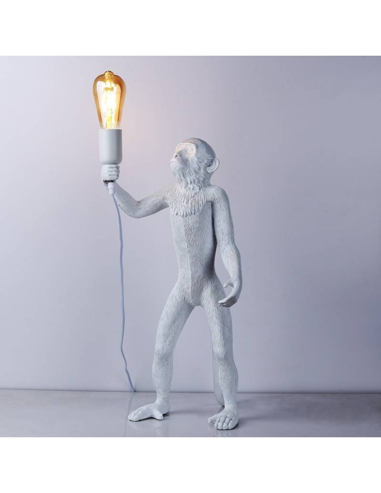 Abruzzo Lampa Stołowa Biała Małpa 55cm Cezar E27 ABR-KARD5-W