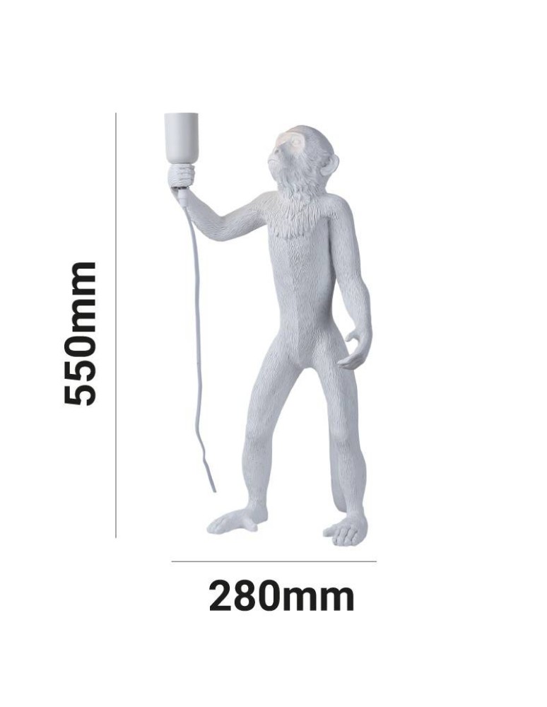 Abruzzo Lampa Stołowa Biała Małpa 55cm Cezar E27 ABR-KARD5-W