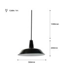 Abruzzo Lampa Wisząca Retro Loft Czarno biała 36cm E27 Grote ABR-LWRG-B