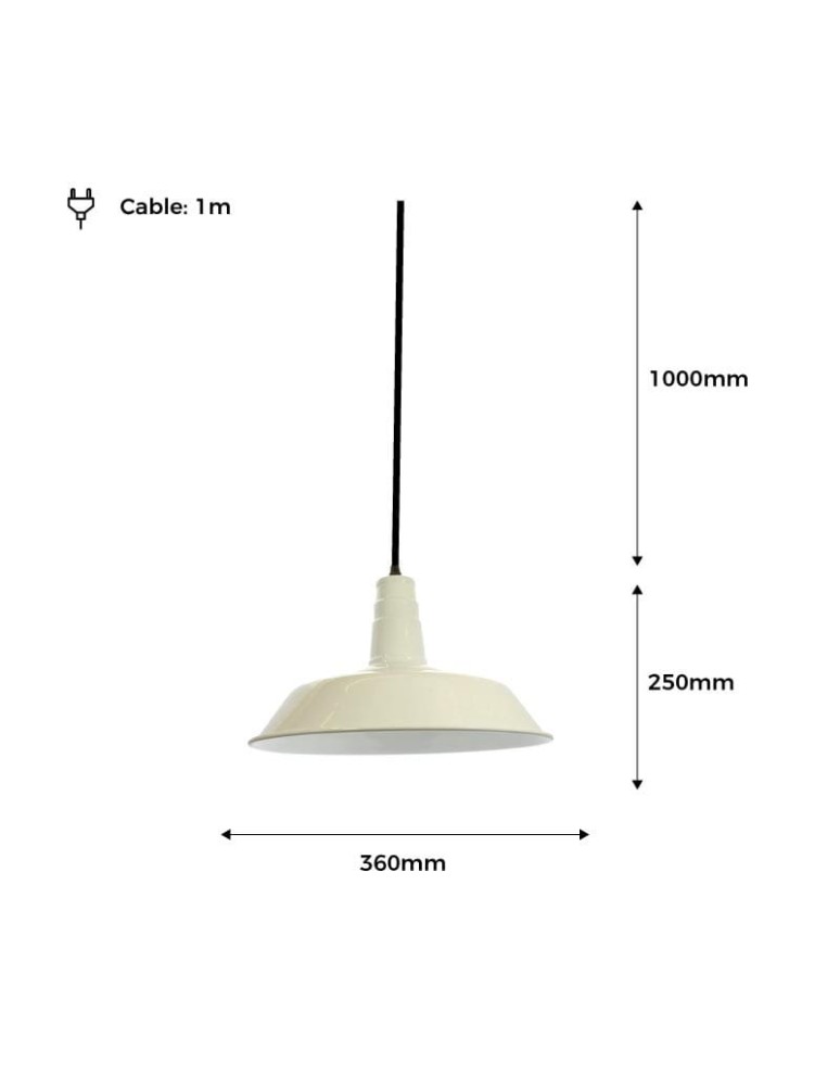 Abruzzo Lampa Wisząca Retro Loft Biała 36cm E27 Grote ABR-LWRG-W