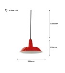 Abruzzo Lampa Wisząca Retro Loft Czerwona 36cm E27 Grote ABR-LWRG-R