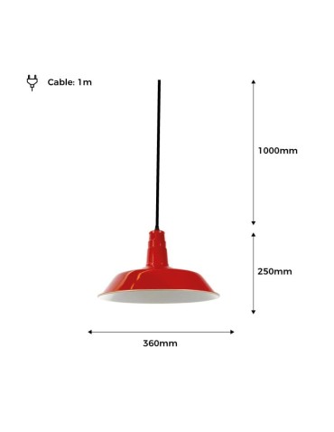 Abruzzo Retro Loft Pendant Lamp Red 36cm E27 Grote ABR-LWRG-R - product 2