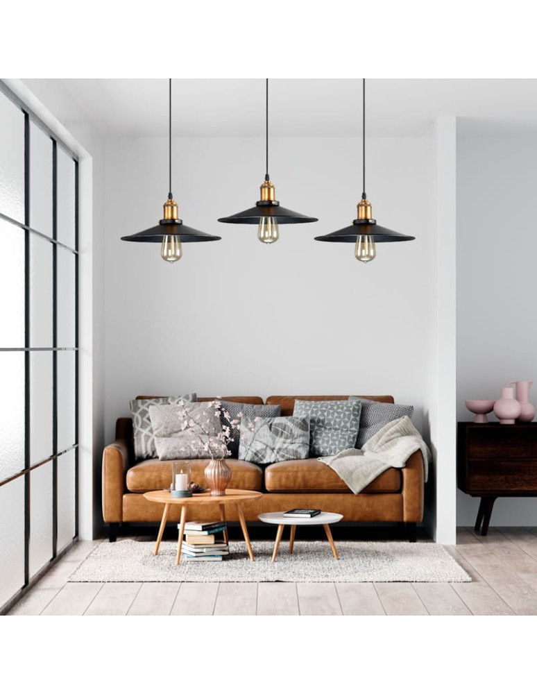 Pendant lamps - Abruzzo Retro Loft Pendant Lamp Black Gold 26cm E27 Teo ABR-LWRT-E27 - product kolory-swiatla.pl 2