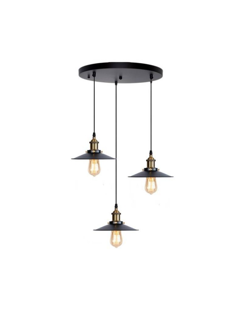Abruzzo Lampa Wisząca Retro Loft Czarno złota 3xE27 26cm Teo ABR-LWRT-3xE27