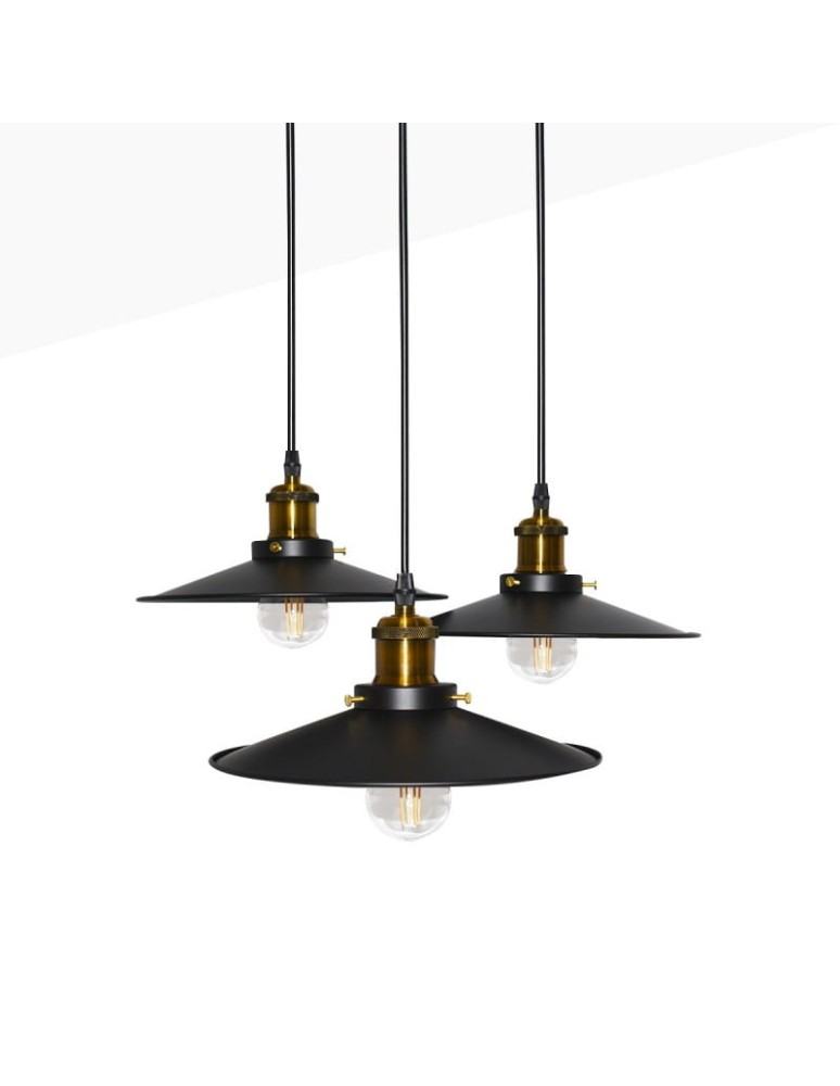 Abruzzo Lampa Wisząca Retro Loft Czarno złota 3xE27 26cm Teo ABR-LWRT-3xE27