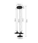 Abruzzo Lampa Wisząca Retro Loft Czarno złota 3xE27 26cm Teo ABR-LWRT-3xE27