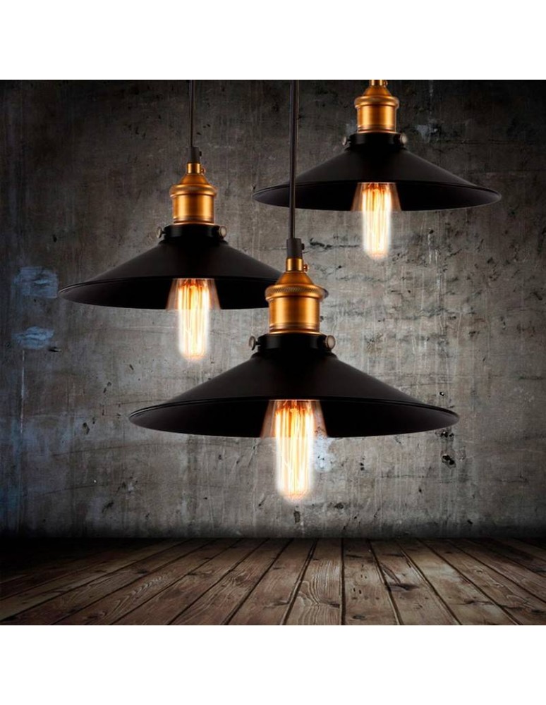 Abruzzo Lampa Wisząca Retro Loft Czarno złota 3xE27 26cm Teo ABR-LWRT-3xE27