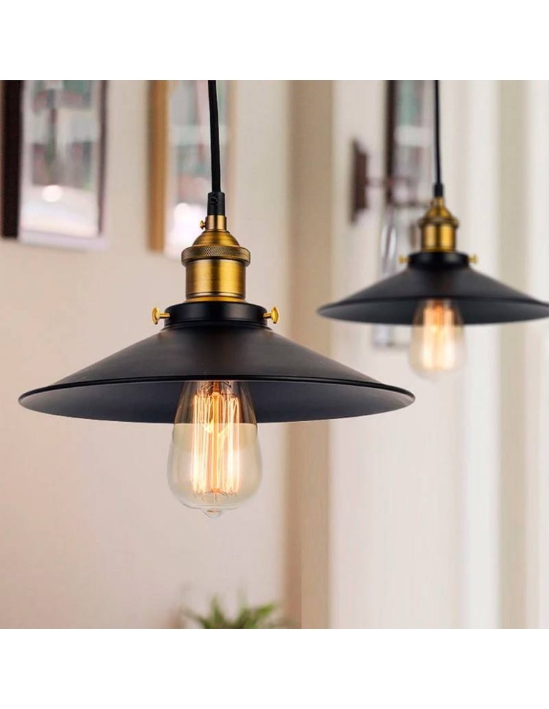 Abruzzo Lampa Wisząca Retro Loft Czarno złota 3xE27 26cm Teo ABR-LWRT-3xE27