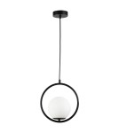 Abruzzo Lampa Wisząca Czarna  Kula Mleczna Rossi E27 ABR-LWMR-E27