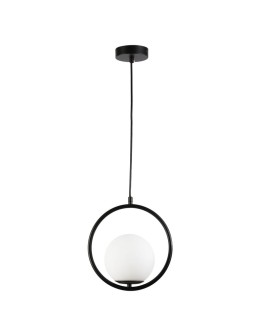 Abruzzo Lampa Wisząca Czarna  Kula Mleczna Rossi E27 ABR-LWMR-E27