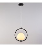 Abruzzo Lampa Wisząca Czarna  Kula Mleczna Rossi E27 ABR-LWMR-E27