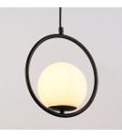 Abruzzo Lampa Wisząca Czarna  Kula Mleczna Rossi E27 ABR-LWMR-E27