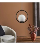 Abruzzo Lampa Wisząca Czarna  Kula Mleczna Rossi E27 ABR-LWMR-E27