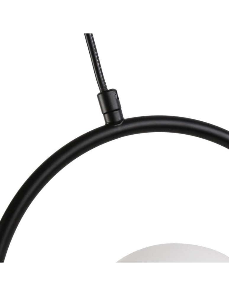 Abruzzo Lampa Wisząca Czarna  Kula Mleczna Rossi E27 ABR-LWMR-E27