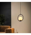 Abruzzo Lampa Wisząca Czarna  Kula Mleczna Rossi E27 ABR-LWMR-E27