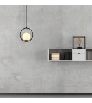 Abruzzo Lampa Wisząca Czarna  Kula Mleczna Rossi E27 ABR-LWMR-E27