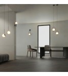 Abruzzo Lampa Wisząca Czarna  Kula Mleczna Rossi E27 ABR-LWMR-E27