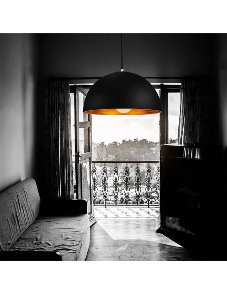 Pendant lamps - Abruzzo Retro Loft Pendant Lamp Black Gold 40cm E27 Geo 2 ABR-LGEO - product kolory-swiatla.pl 3