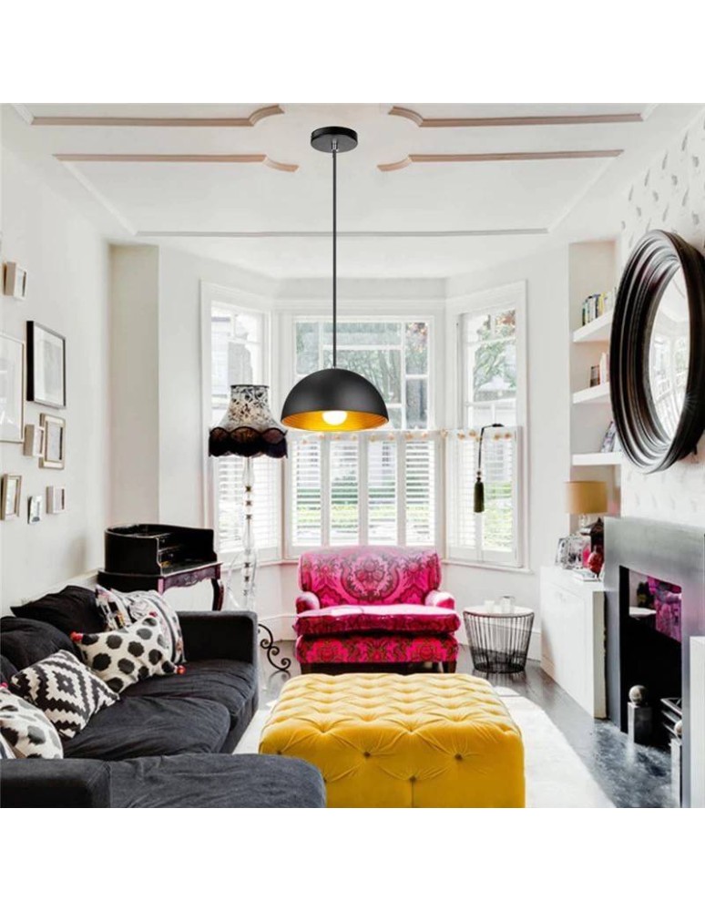 Pendant lamps - Abruzzo Retro Loft Pendant Lamp Black Gold 40cm E27 Geo 2 ABR-LGEO - product kolory-swiatla.pl 4