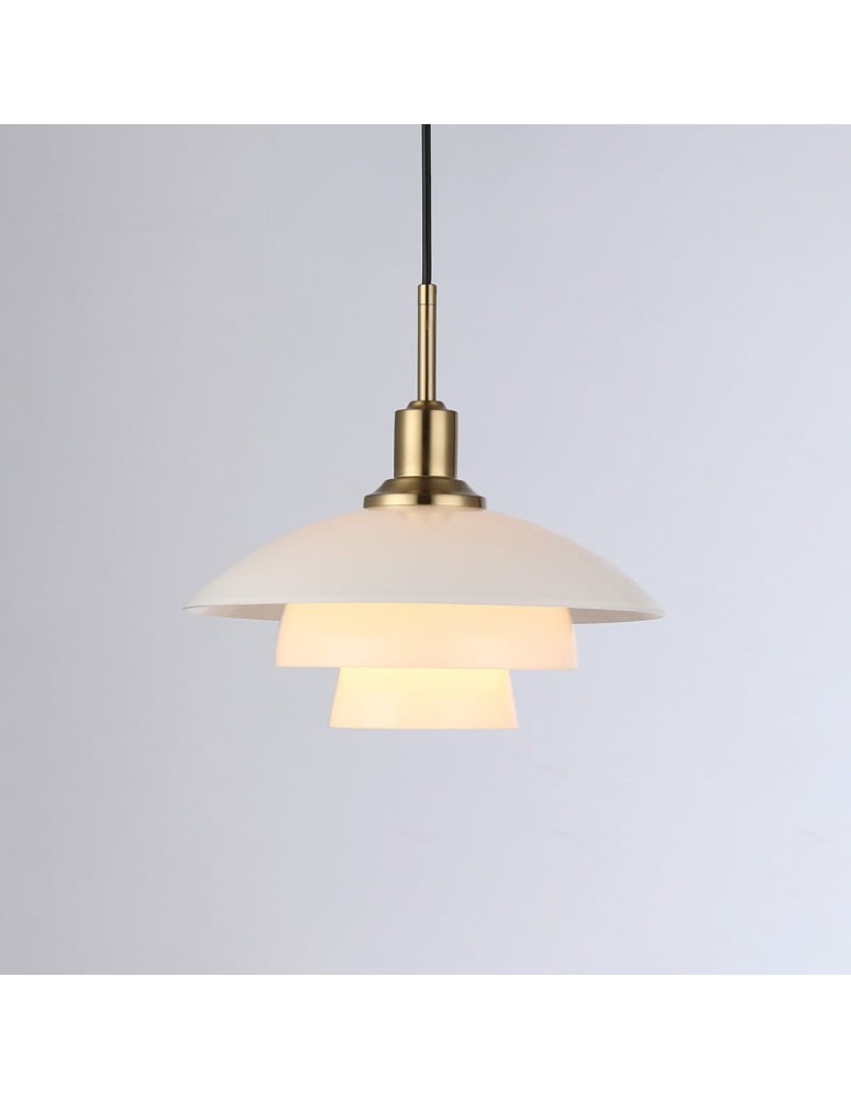 Abruzzo Nowoczesna Lampa Wisząca 30cm Biała ze Szkła Grami ABR-GRAMI