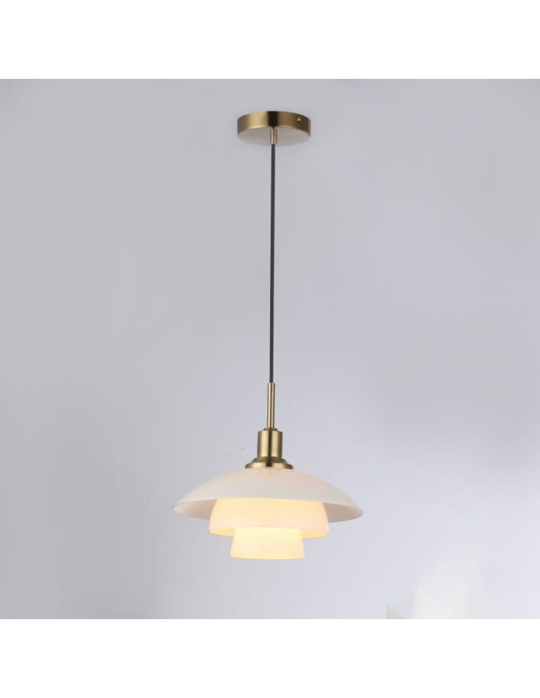 Pendant lamps - Abruzzo Modern Pendant Lamp 30cm White with Glass Grami ABR-GRAMI - product kolory-swiatla.pl 3