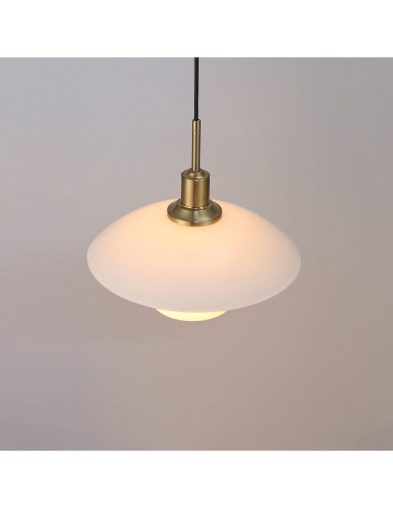 Abruzzo Nowoczesna Lampa Wisząca 30cm Biała ze Szkła Grami ABR-GRAMI