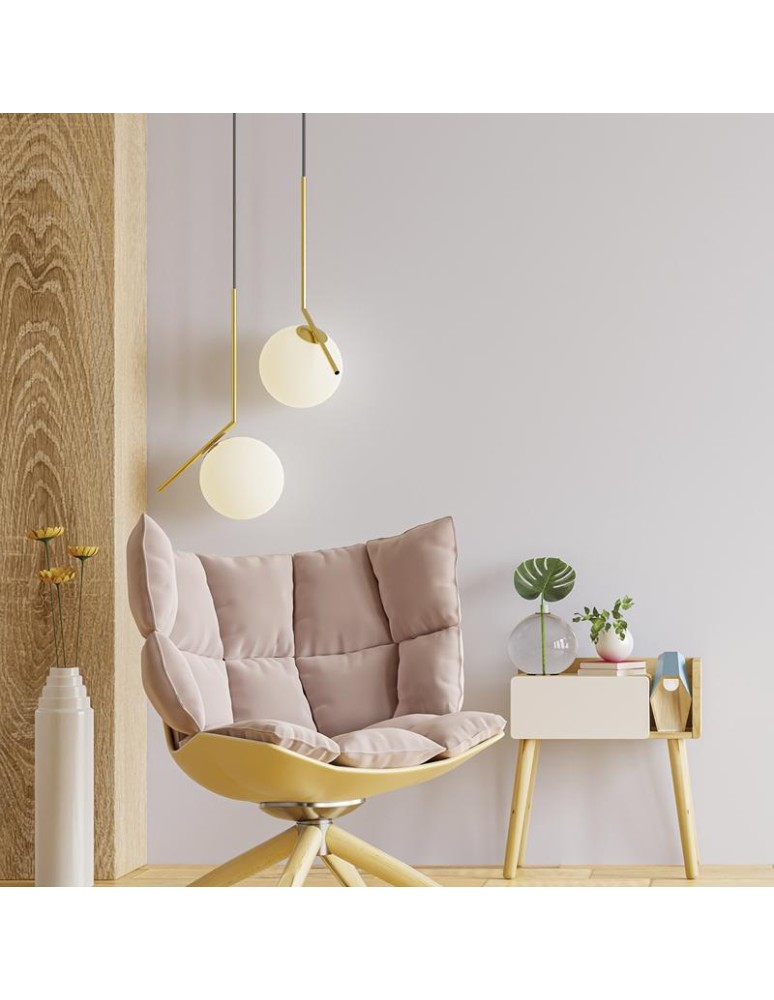 Abruzzo Lampa Wisząca Złota Kula Mleczna  E14 Toscana ABR-KMT-B