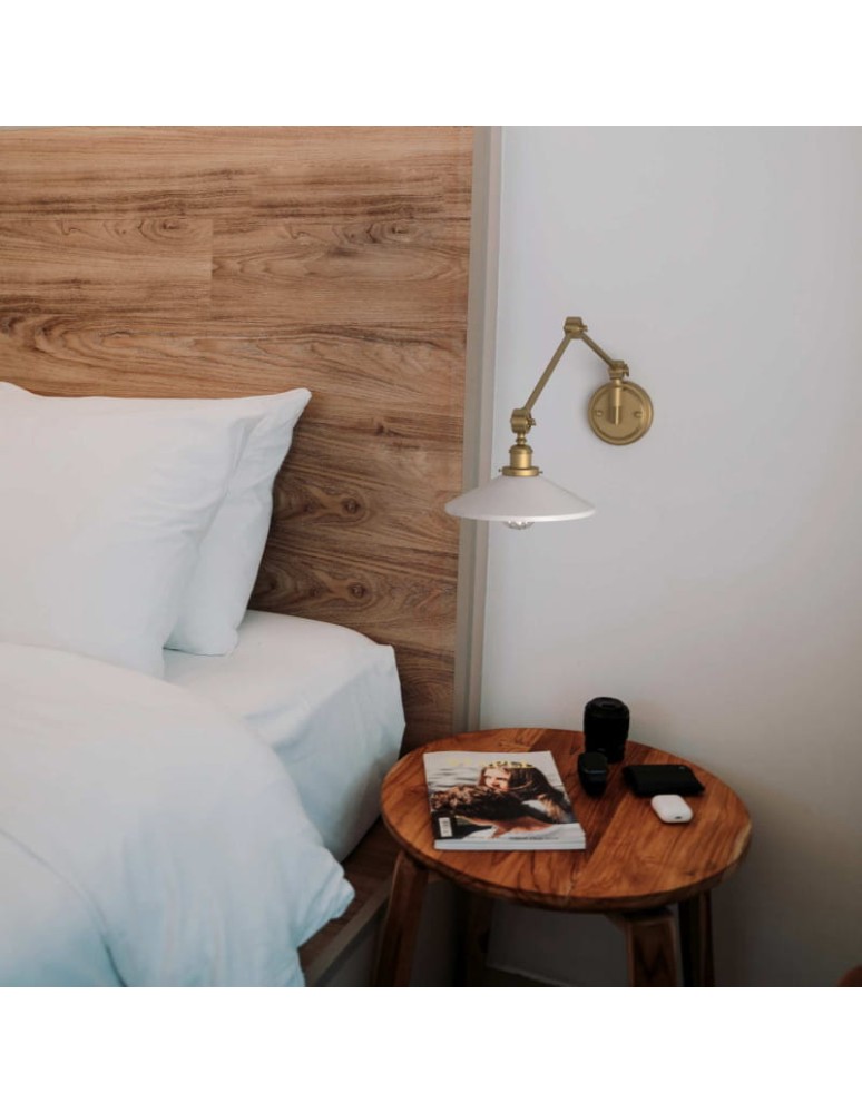 Abruzzo Kinkiet Retro nastawny Biało Złoty Gloria ABR-KRNW-GW