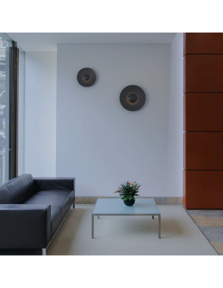 Abruzzo Kinkiet Nowoczesny Czarny okrągły 45cm 12W Orzo ABR-KO12W-B