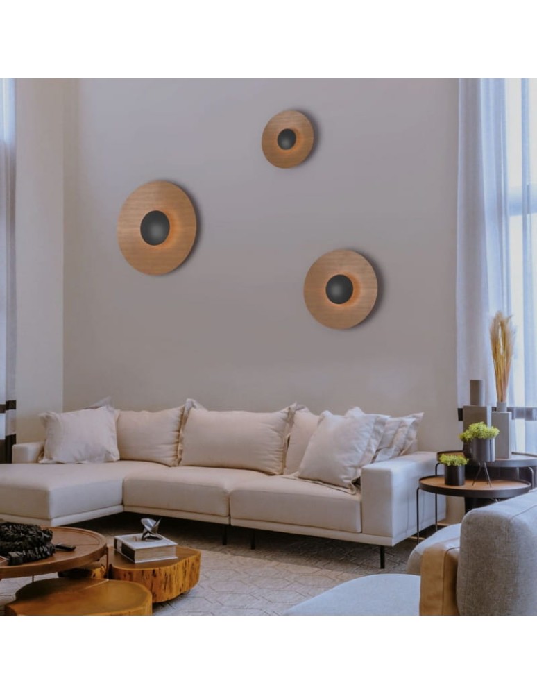 Wall lamps - Abruzzo Modern Wooden Wall lamp round 45cm 12W Orzo ABR-KO12W-WOOD - product kolory-swiatla.pl 11