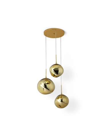 Abruzzo Gold Glass Pendant Lamp 3x E27 Sphero ABR-Z3G-E27