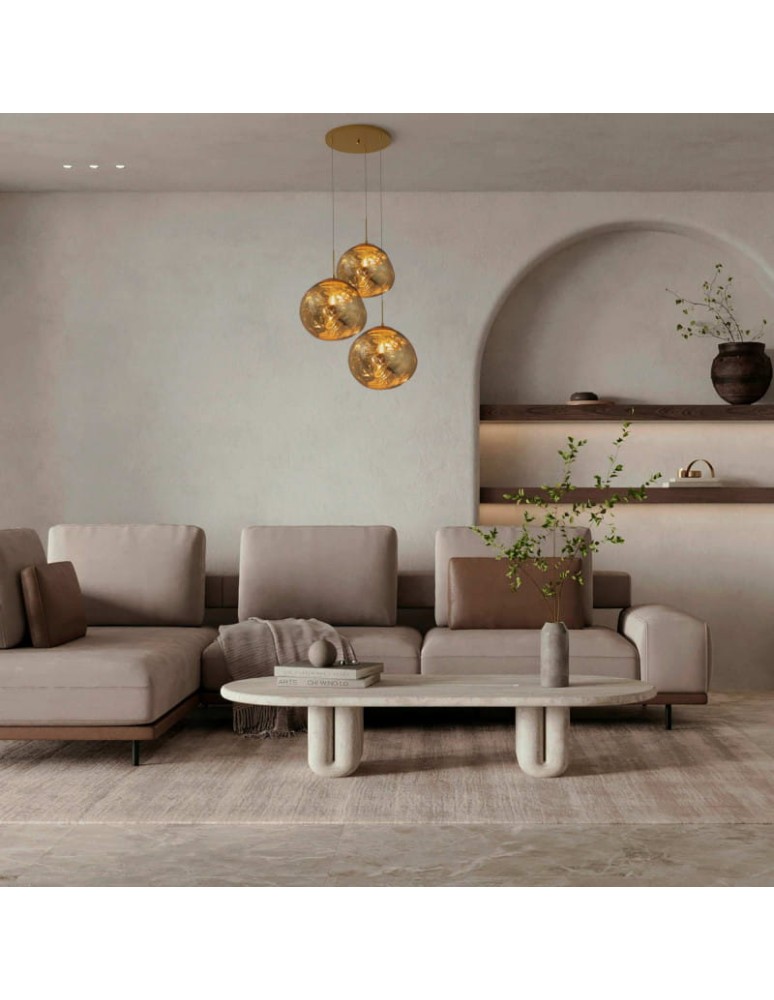 Abruzzo Lampa Wisząca złota Szklana 3x E27 Sfero ABR-Z3G-E27