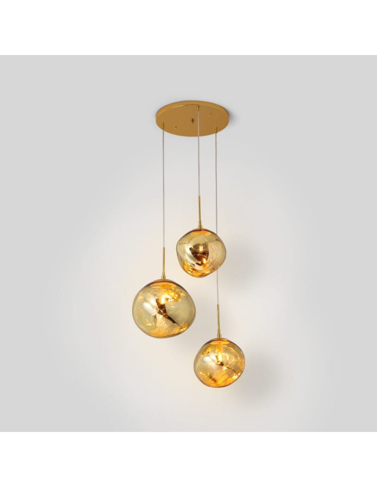 Abruzzo Lampa Wisząca złota Szklana 3x E27 Sfero ABR-Z3G-E27