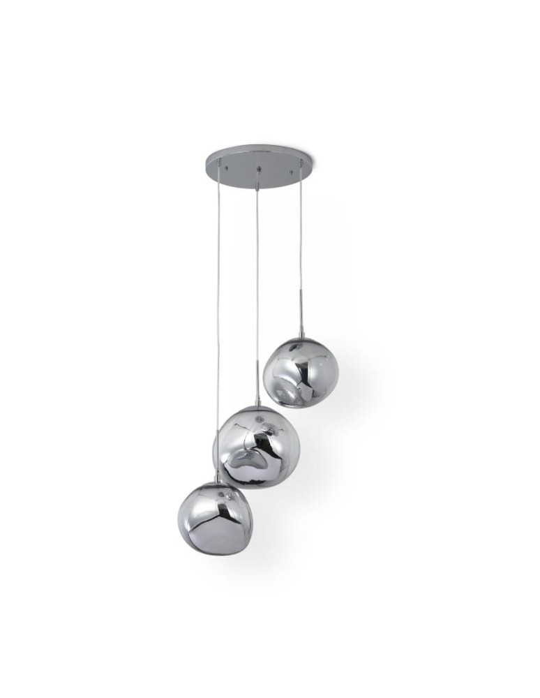 Pendant lamps - Abruzzo Silver Glass Pendant Lamp 3x E27 Sphero ABR-Z3S-E28 - product kolory-swiatla.pl 1