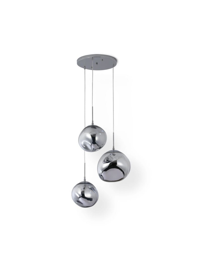 Pendant lamps - Abruzzo Silver Glass Pendant Lamp 3x E27 Sphero ABR-Z3S-E28 - product kolory-swiatla.pl 2