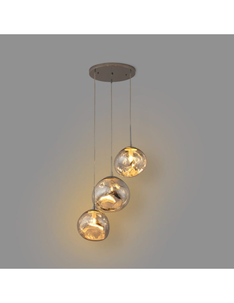 Pendant lamps - Abruzzo Silver Glass Pendant Lamp 3x E27 Sphero ABR-Z3S-E28 - product kolory-swiatla.pl 3