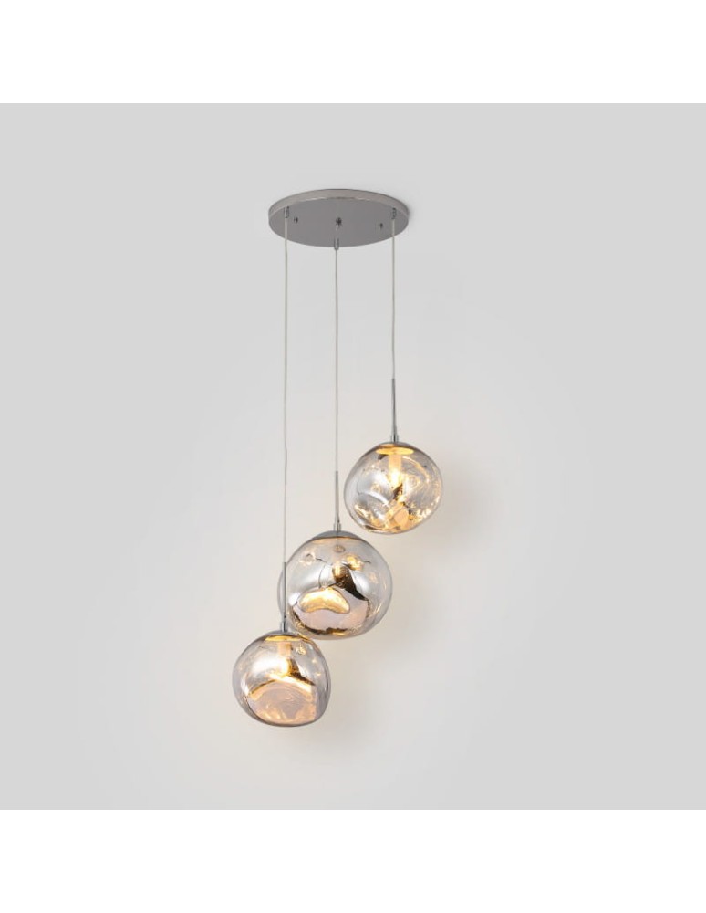 Pendant lamps - Abruzzo Silver Glass Pendant Lamp 3x E27 Sphero ABR-Z3S-E28 - product kolory-swiatla.pl 4