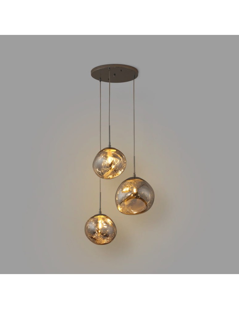 Pendant lamps - Abruzzo Silver Glass Pendant Lamp 3x E27 Sphero ABR-Z3S-E28 - product kolory-swiatla.pl 5