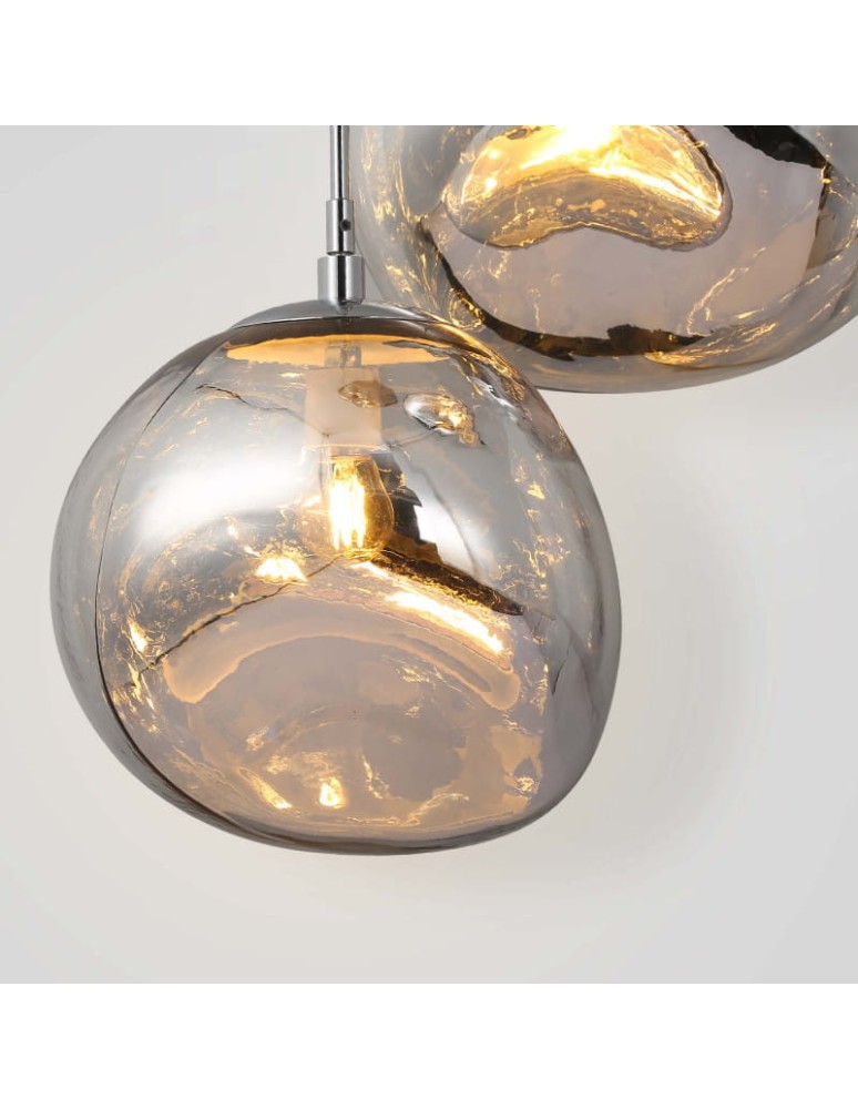 Pendant lamps - Abruzzo Silver Glass Pendant Lamp 3x E27 Sphero ABR-Z3S-E28 - product kolory-swiatla.pl 7