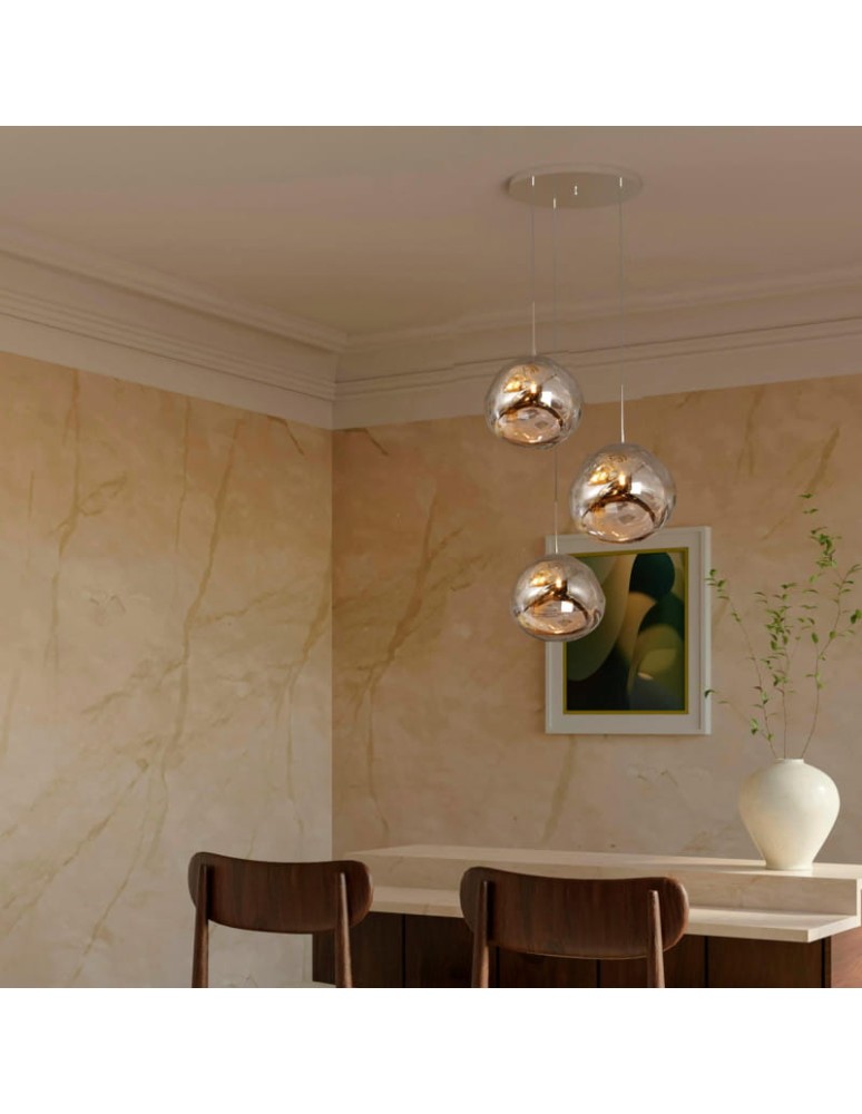 Pendant lamps - Abruzzo Silver Glass Pendant Lamp 3x E27 Sphero ABR-Z3S-E28 - product kolory-swiatla.pl 8