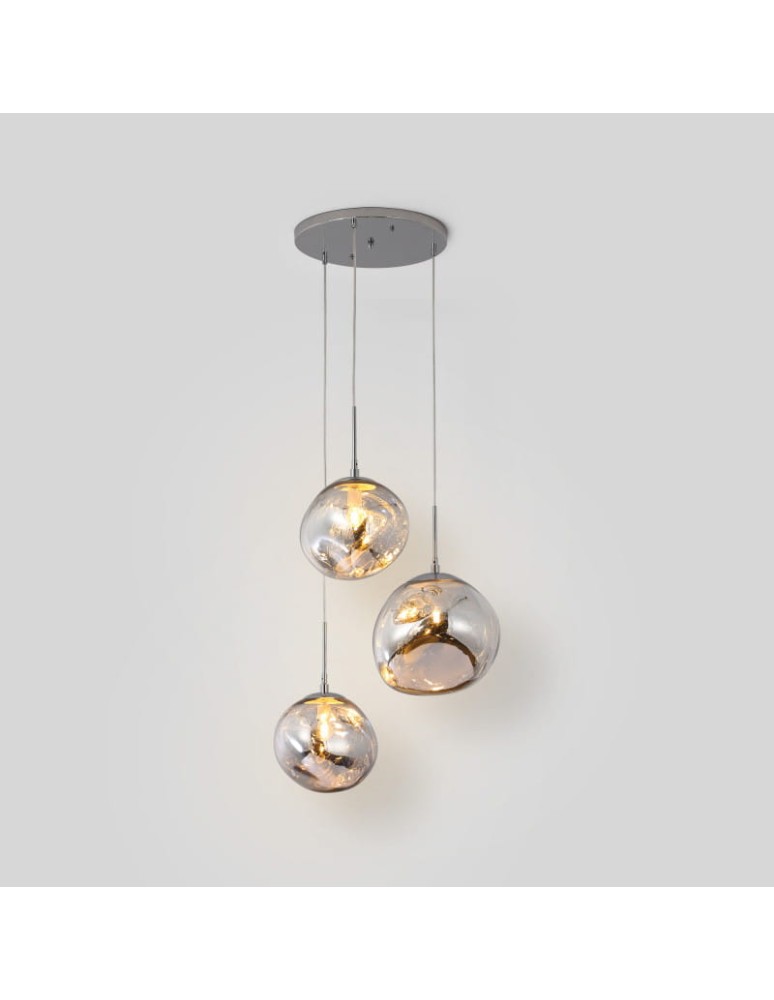 Pendant lamps - Abruzzo Silver Glass Pendant Lamp 3x E27 Sphero ABR-Z3S-E28 - product kolory-swiatla.pl 10