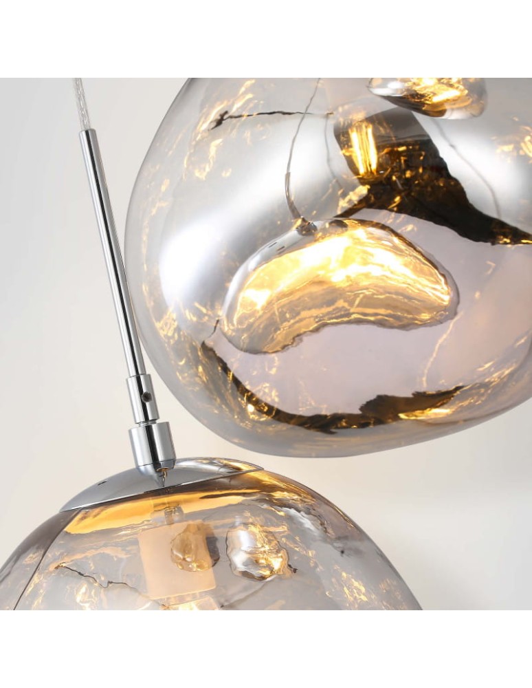 Pendant lamps - Abruzzo Silver Glass Pendant Lamp 3x E27 Sphero ABR-Z3S-E28 - product kolory-swiatla.pl 12