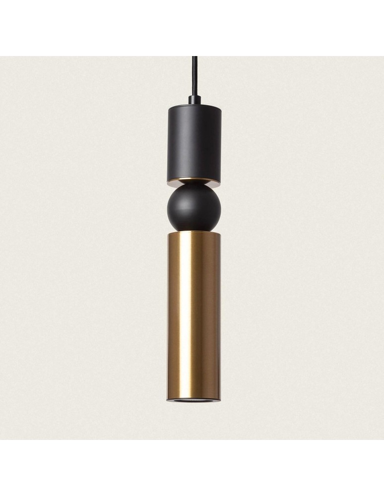 Pendant lamps - Abruzzo Gold Tuba Pendant Lamp with Black GU10 Martini ball ABR-SZK-ZC - product kolory-swiatla.pl 1