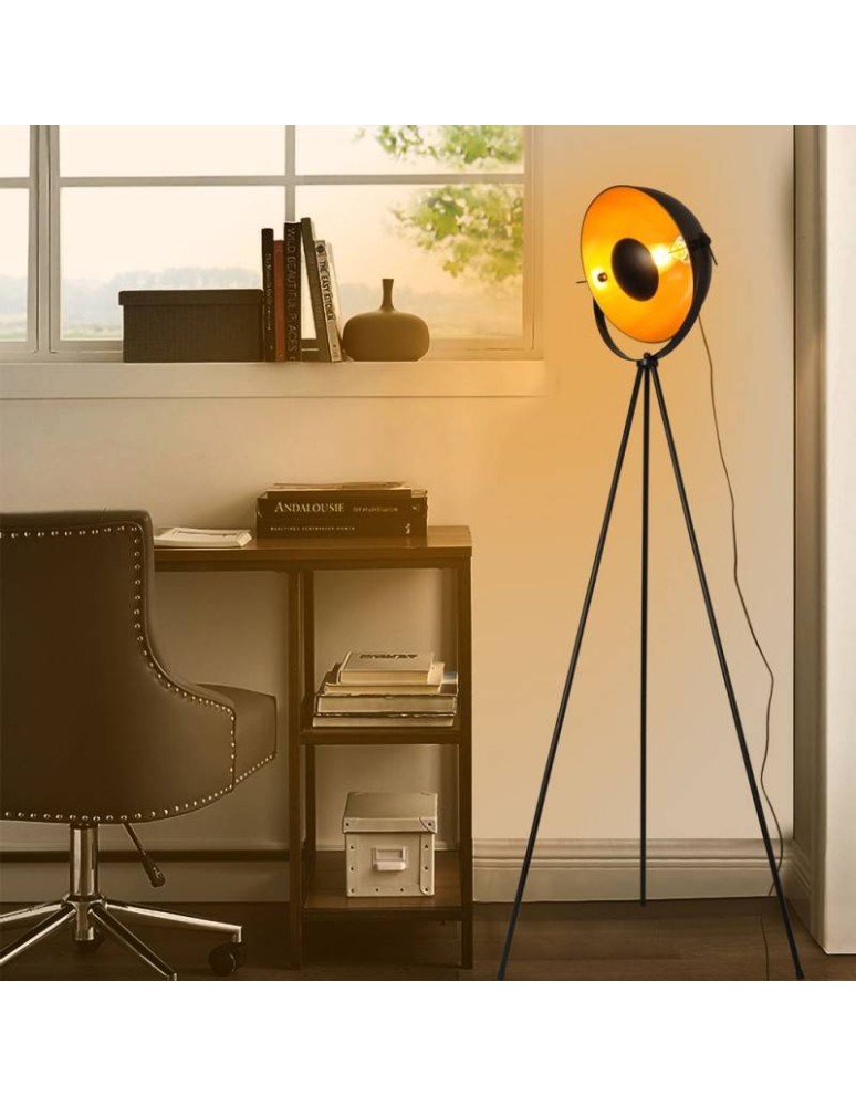 Abruzzo Lampa podłogowa stojąca złoto czarna Kopuła 155cm E27 Versali ABR-LPV-C